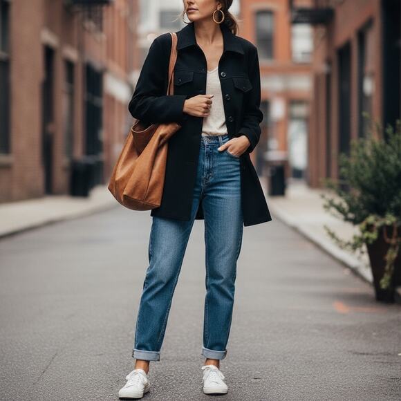 Lucky Brand Black Collared Button-Up Top – Rayon Spandex Blend – Chic & Comfy - Picture 3 of 7